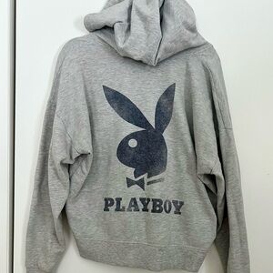 Playboy x PacSun Heather Grey Full-Zip Hoodie